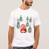 かわいい水彩クリスマスハリネズミTシャツ | Festi Tシャツ (正面)