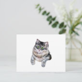 かわいい水彩グレー タビー猫 ポストカード (スタンド正面)