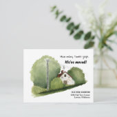 かわいい水彩コテージ引っ越しました発表 ポストカード (スタンド正面)