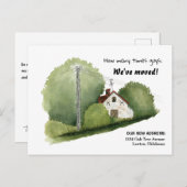 かわいい水彩コテージ引っ越しました発表 ポストカード (正面/裏面)