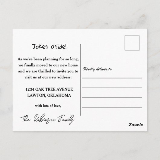 かわいい水彩コテージ引っ越しました発表 ポストカード (裏面)