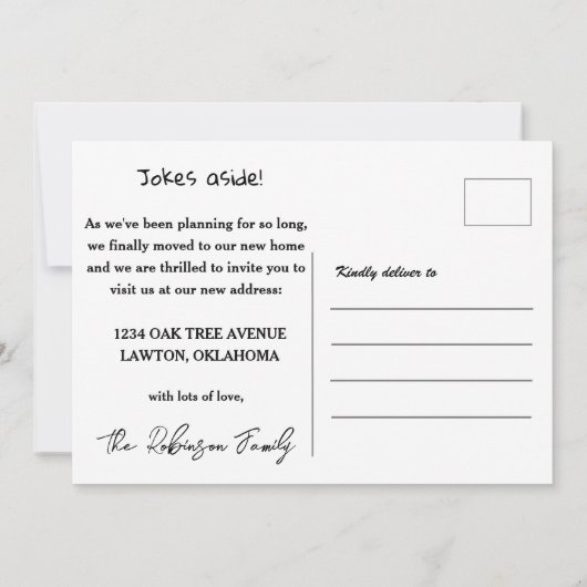 かわいい水彩コテージ引っ越しました発表 招待状 (裏面)