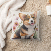 かわいい水彩コーギーの子犬 クッション (ブランケット)