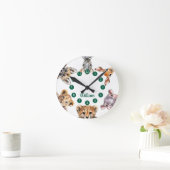 かわいい水彩サファリ動物のベビー寝室 ラウンド壁時計 (ホーム)