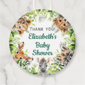 かわいい水彩サファリ動物ベビーシャワー フェイバータグ (裏面)