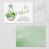 かわいい水彩サボテンの動きのお知らせ エンクロージャーカード (正面/裏面)