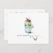 かわいい水彩サボテンの動きのお知らせ ポストカード (正面/裏面)