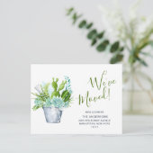 かわいい水彩サボテンの動きのお知らせ ポストカード (スタンド正面)