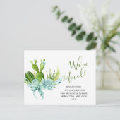 かわいい水彩サボテンの動きのお知らせ ポストカード (スタンド正面)