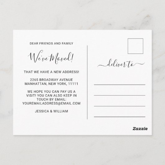 かわいい水彩サボテンの動きのお知らせ ポストカード (裏面)