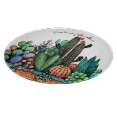 かわいい水彩サボテンの庭インポット カッティングボード (角)