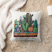 かわいい水彩サボテンの庭インポット クッション (ブランケット)