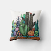 かわいい水彩サボテンの庭インポット クッション (裏面)