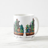 かわいい水彩サボテンの庭インポット コーヒーマグカップ (正面右)