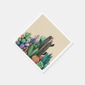 かわいい水彩サボテンの庭インポット スタンダードカクテルナプキン (角)