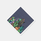 かわいい水彩サボテンの庭インポット スタンダードカクテルナプキン (角)