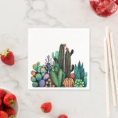 かわいい水彩サボテンの庭インポット スタンダードカクテルナプキン (インサイチュ)