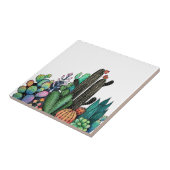 かわいい水彩サボテンの庭インポット タイル (側面)