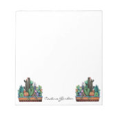 かわいい水彩サボテンの庭インポット ノートパッド (正面)