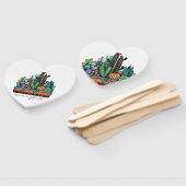 かわいい水彩サボテンの庭インポット ハンドファン (組立なし)