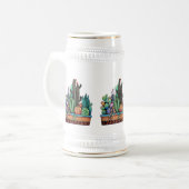 かわいい水彩サボテンの庭インポット ビールジョッキ (正面左)