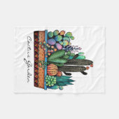 かわいい水彩サボテンの庭インポット フリースブランケット (正面(横))