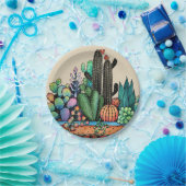 かわいい水彩サボテンの庭インポット ペーパープレート (パーティー)