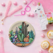 かわいい水彩サボテンの庭インポット ペーパープレート (パーティー)
