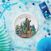 かわいい水彩サボテンの庭インポット ペーパープレート (パーティー)