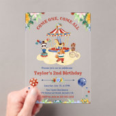 かわいい水彩サーカス カーニバル 子供の誕生日 アクリル招待状 (インサイチュ (ポータブル))