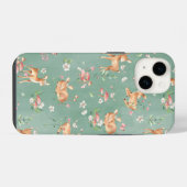 かわいい水彩シカ柄 iPhoneケース (裏面横)
