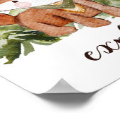 かわいい水彩スタイルキツネと木の文字名 ポスター (角)