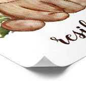 かわいい水彩スタイルクマと木の文字名 ポスター (角)