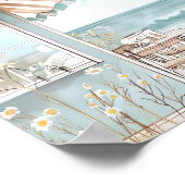 かわいい水彩スタイルビーチシーン ポスター (角)