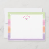 かわいい水彩ストライプとハートのイースター春 ノートカード (正面)