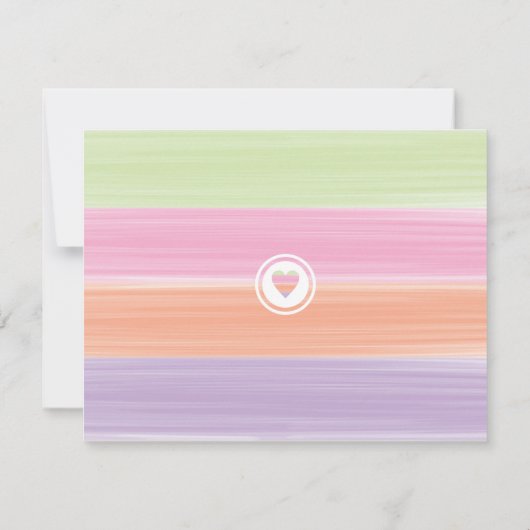 かわいい水彩ストライプとハートのイースター春 ノートカード (裏面)