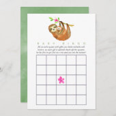 かわいい水彩スロースをテーマにしたベビーシャワービンゴ 招待状 (正面/裏面)