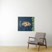 かわいい水彩スロー & 熱帯の葉の誕生日 タペストリー (インサイチュ(横))