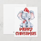 かわいい水彩ゾウのクリスマスカード シーズンカード (正面/裏面)