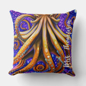 かわいい水彩タコの名パーソナライズされた前 クッション (正面)