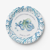 かわいい水彩タコパーソナライズされた紙プレート ペーパープレート (正面)
