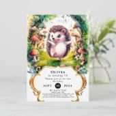 かわいい水彩タッチのハリネズミの誕生日 招待状 (スタンド正面)
