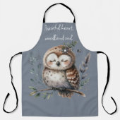 かわいい水彩タッチのフクロウ ~花と木々の森のスタイル~ エプロン (正面)