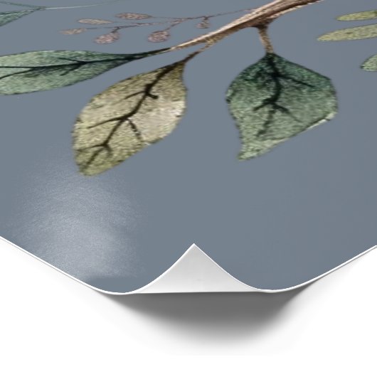 かわいい水彩タッチのフクロウ　～花と木々の森のスタイル～ ポスター (コーナー)