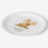 かわいい水彩タッチのリス　野生の赤ちゃん　生まれたばかり ペーパープレート (アングル)