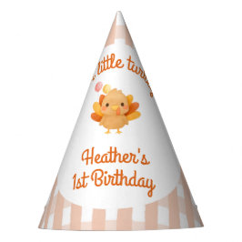 かわいい水彩ターキー 1歳の誕生日 パーティーハット