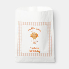 かわいい水彩ターキー 1歳の誕生日 フェイバーバッグ
