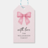 かわいい水彩チェリーボウコケッタパターン ギフトタグ (正面)