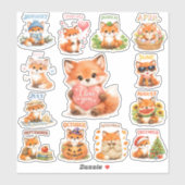 かわいい水彩チビ赤狐の月間マイルストーン シール (シート)