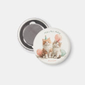かわいい水彩テクスチャの子猫パーティー 誕生日 マグネット (正面/裏面)